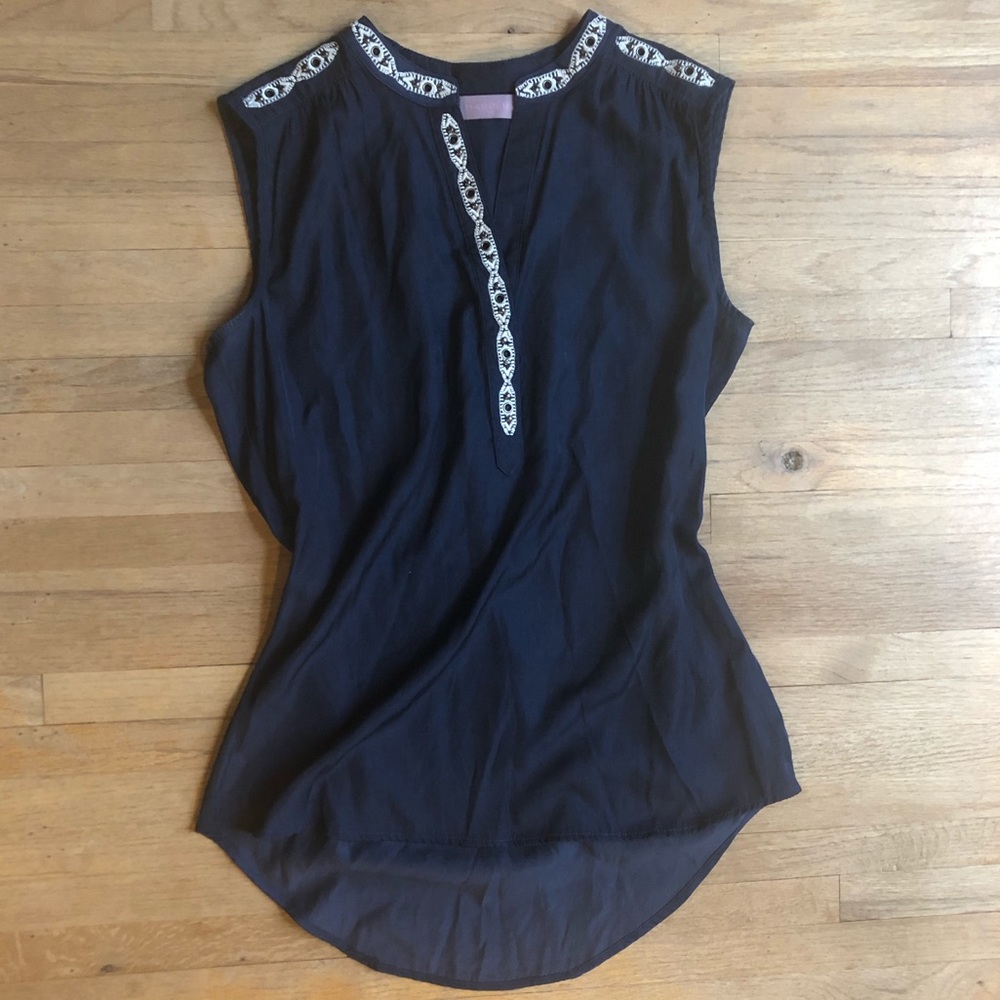 Harper Embroidered and Embellished Henley Blouse